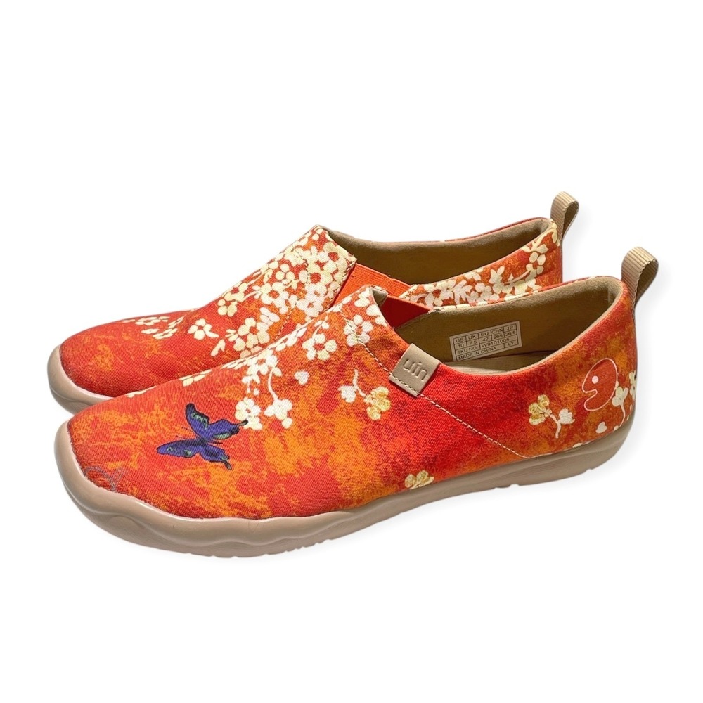 UIN Sakura Toledo Slip On Shoes Womens 10 Orange Travel Breathable Lightweight